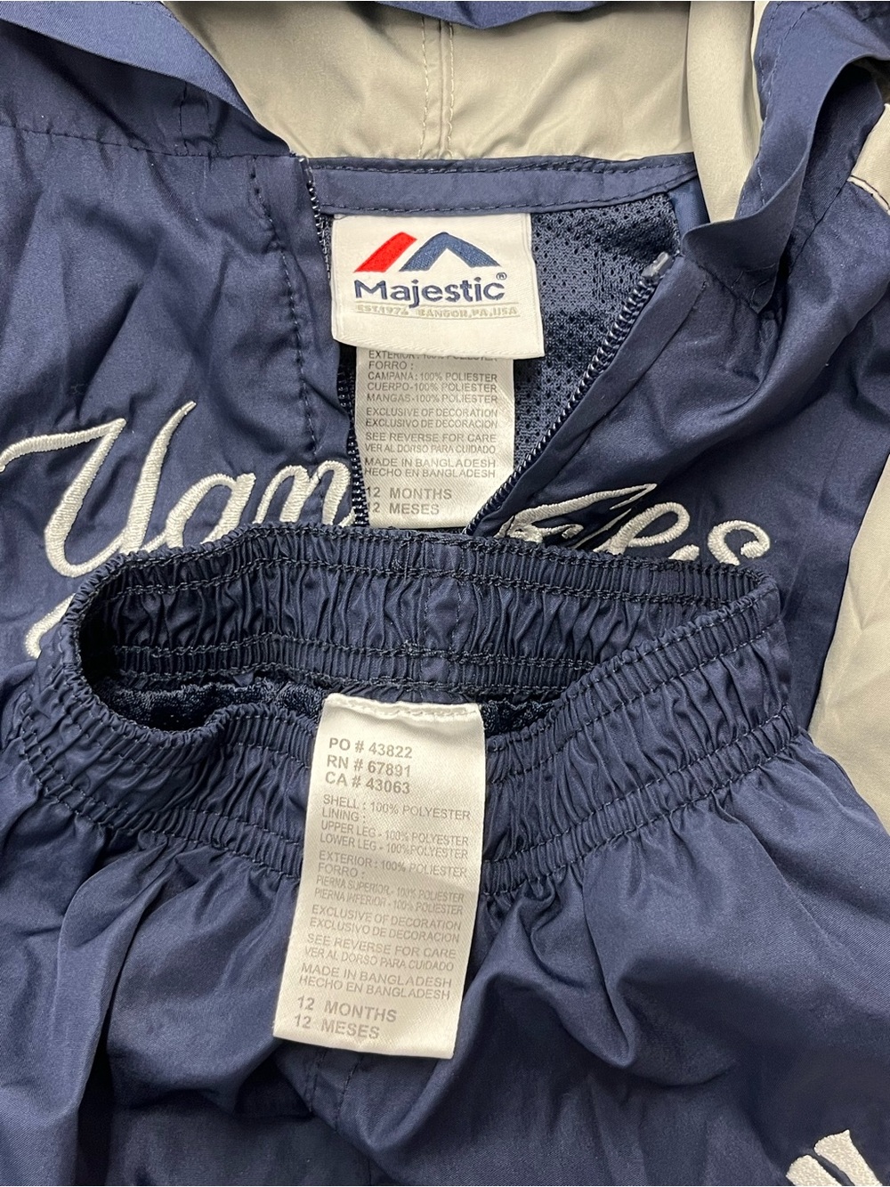 Majestic New York Yankees Navy & Gray Kids Windbreaker Set Boys Size 12 Months - Picture 4 of 5